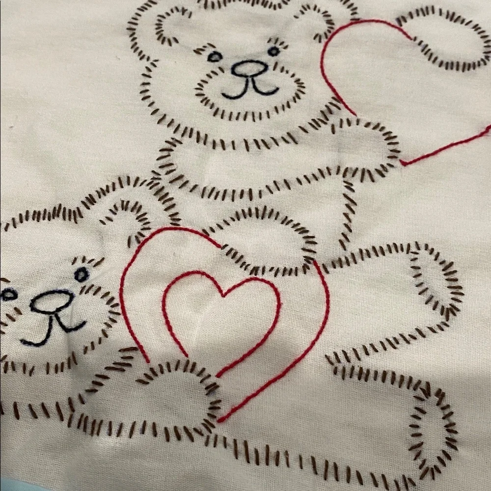 Handmade Baby Bear Quilt with Heart Design
